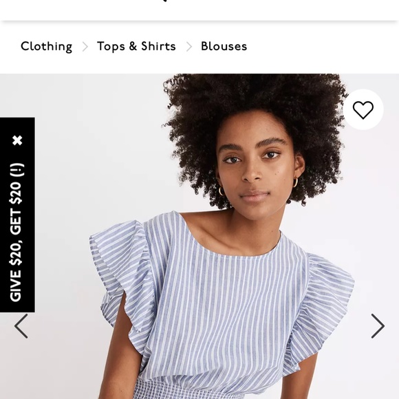 Madewell Flutter-Sleeve Smocked Top in Stripe XS - Picture 11 of 11